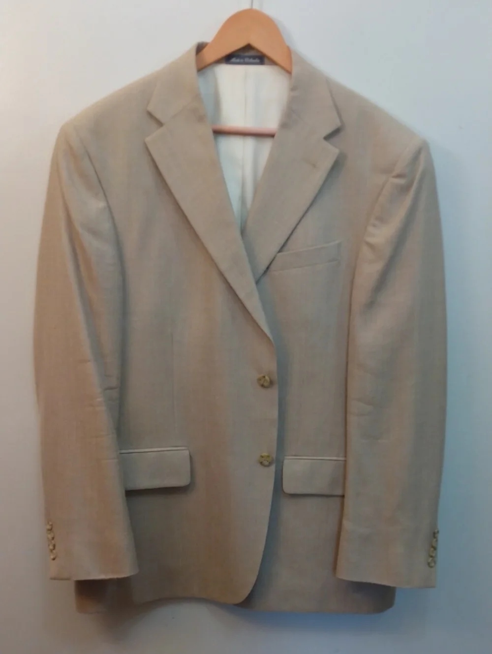 Vintage - Like New Oscar De La Renta Wool/Silk Light Tan Sport Jacket  44R